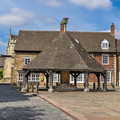 Market square in the historic town of Oakham in Rutland